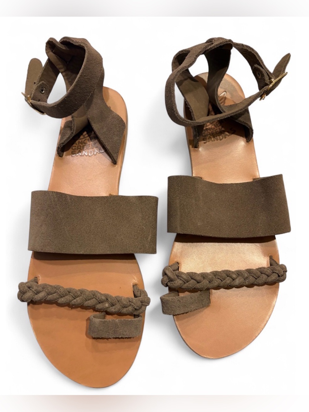 NEW Ancient Greek Sandals in Suede Taupe Womens Size 41